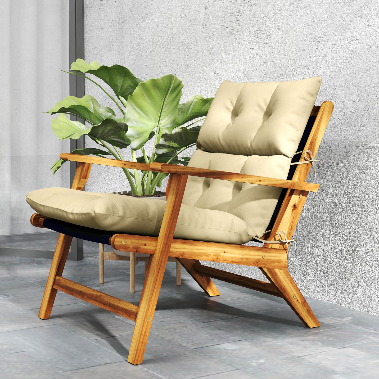 Adirondack Chair Cushion Rocking Chair Cushion W/ Ties | Beige