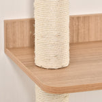 Wall-mounted Cat Tree Shelter W/ Cat House, Bed, Scratching Post - Beige