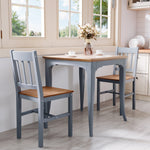Pine Wood Dining Chairs Set Of 2 W/ Slat Back