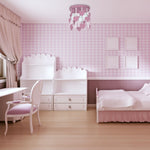 Corazon Pink Ceiling Lamp 3xe27 Delightful Hand Made Bedroom Centrepiece In Baby Pink With Hearts And Crystals