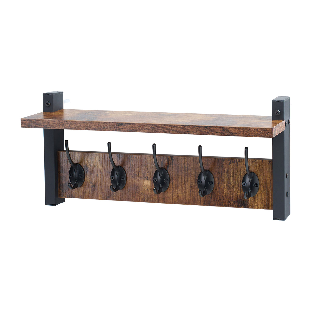 Breeins Wall-mounted Entryway Rustic Coat Rack Shelf With 5 Hooks