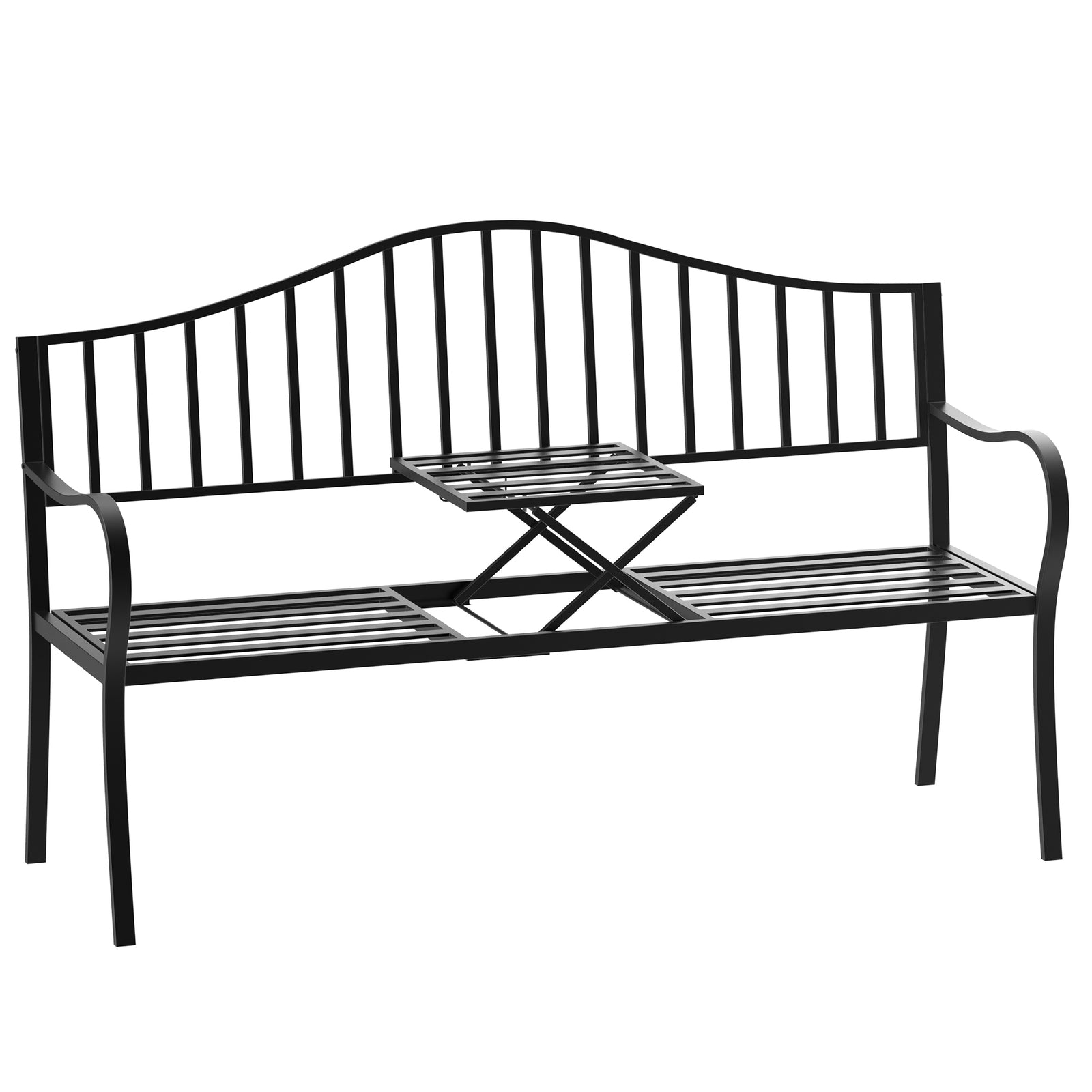 Outdoor Metal Frame 2 Seater Bench