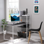 Computer Desk Laptop Table W/4-tier Bookshelf Metal Frame | Black