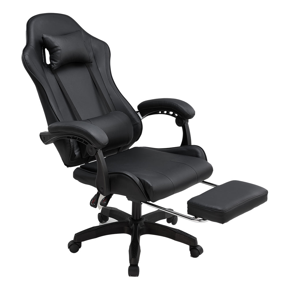 Rgonomic Gaming Chair With Adjustable Height & Backrest Office Computer Chair With Footrest And Pillow | Black