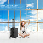 56x45x25cm Hard Cabin Suitcase - Lightweight 2-Wheel ABS Carry On Hand Luggage | Cabin | Black