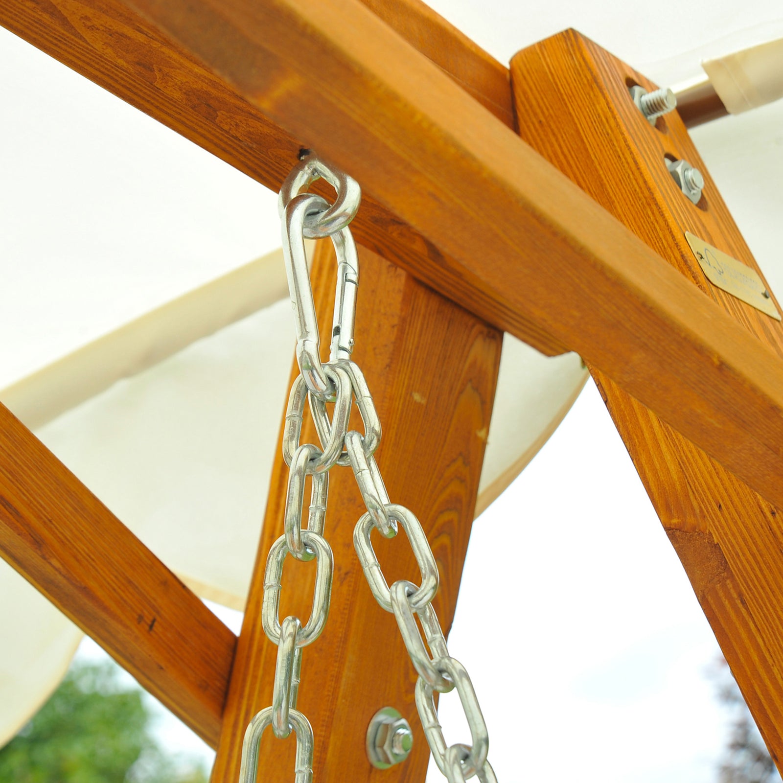 Swing Chair Swinging Wooden Hammock Garden Outdoor Canopy | Cream