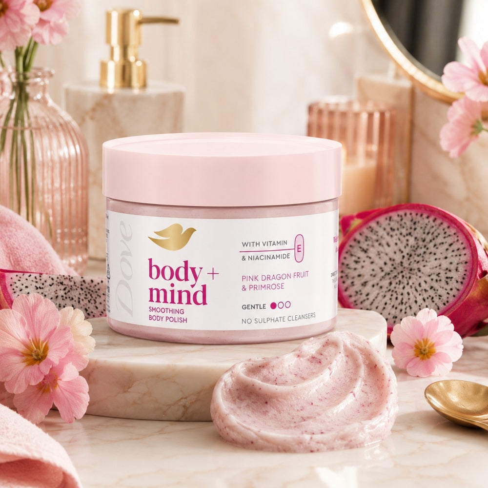 Body + Mind Smoothing Body Scrub, Dragon Fruit, 295ml | Set-of-6