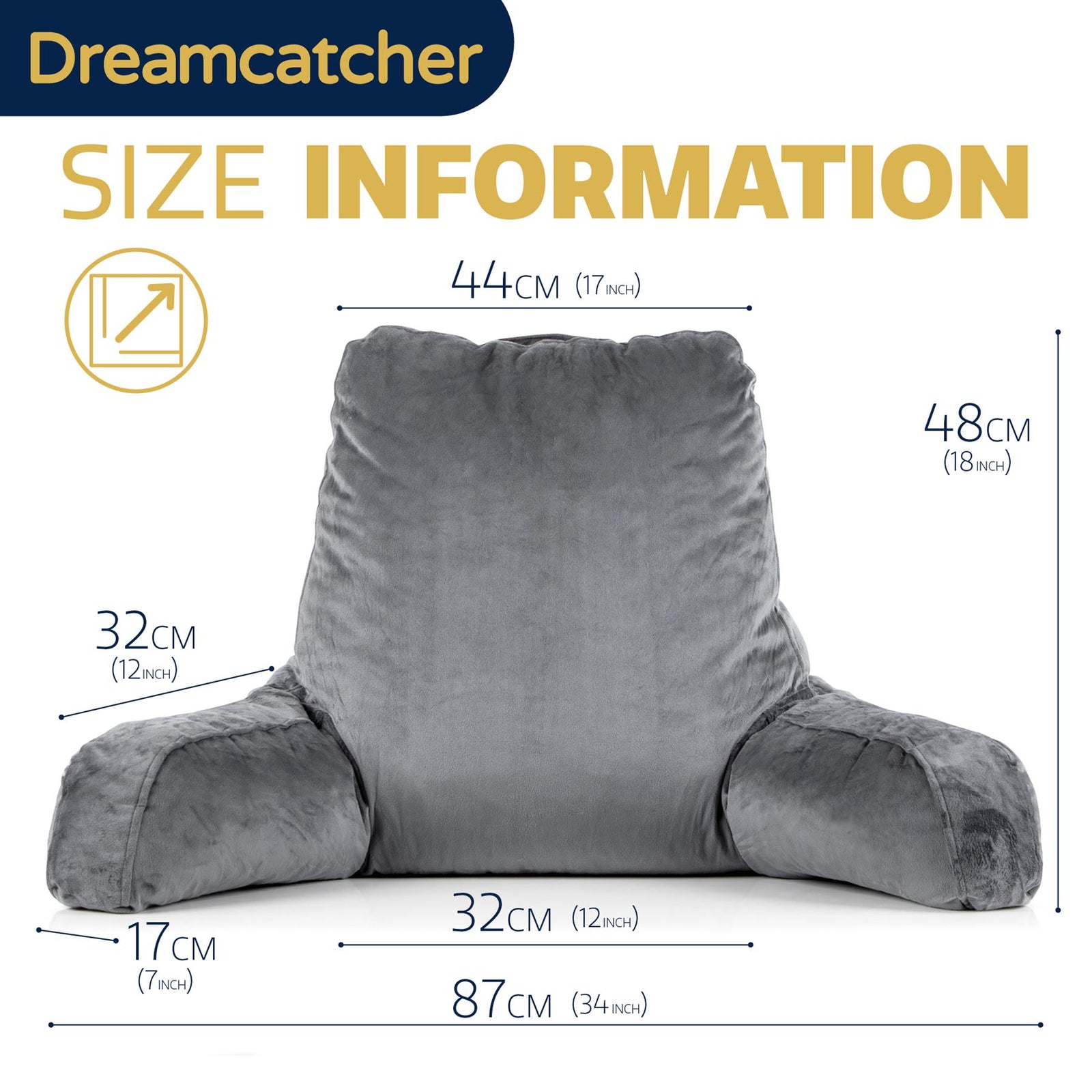 Large Reading Pillow, Shredded Memory Foam Cuddle Cuddle Cushion Backrest, Arm Support ,washable Velvet Cover | L | Grey
