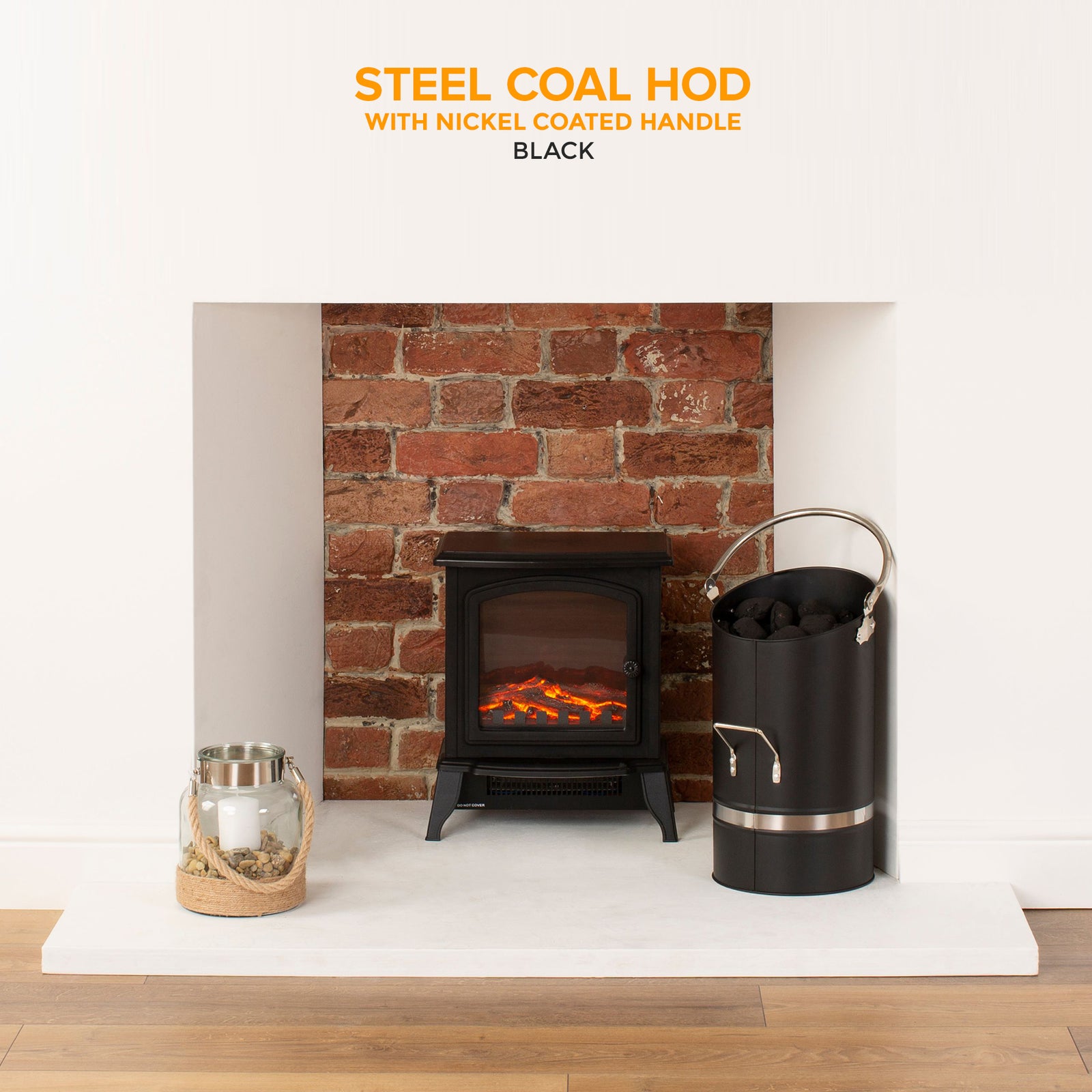 Fireplace Coal Bucket Ellipse Design With Nickel Coated Handle