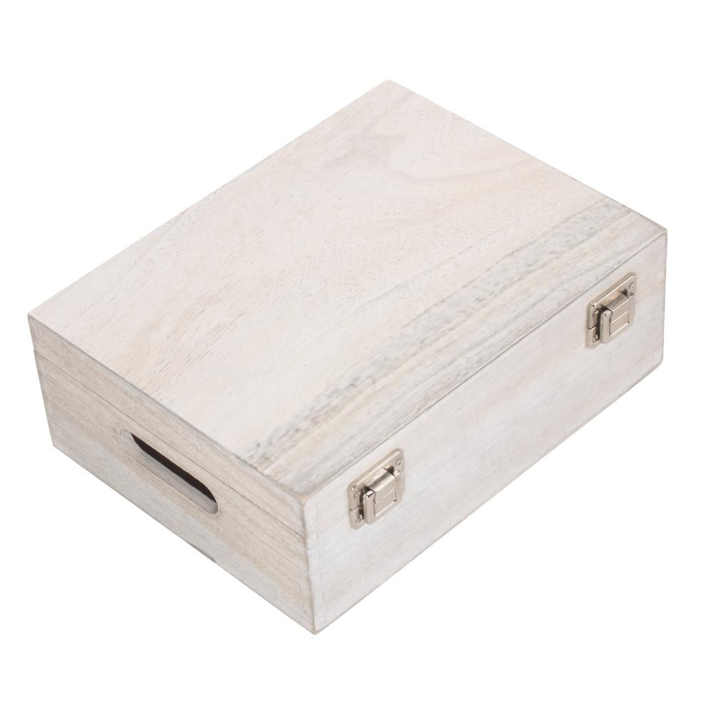 30cm White Wash Wooden Box