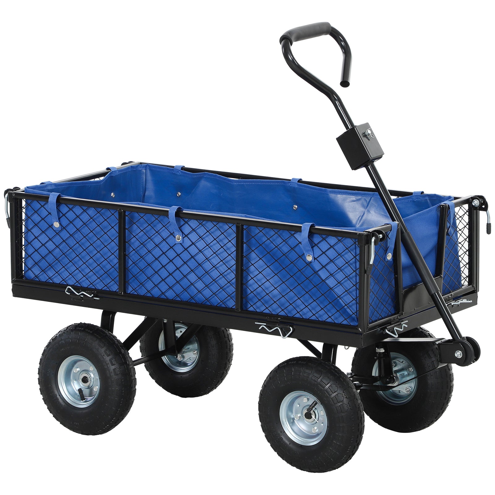 Garden Cart With Removable Liner, Quick-release Sides | Blue