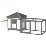 Pawhut Chicken Coop Hen Poultry House W/ Nesting Box Outdoor Run Patio Wooden | Gray