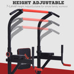 Power Tower Dip Station With Sit-up Bench And Tension Ropes | Black