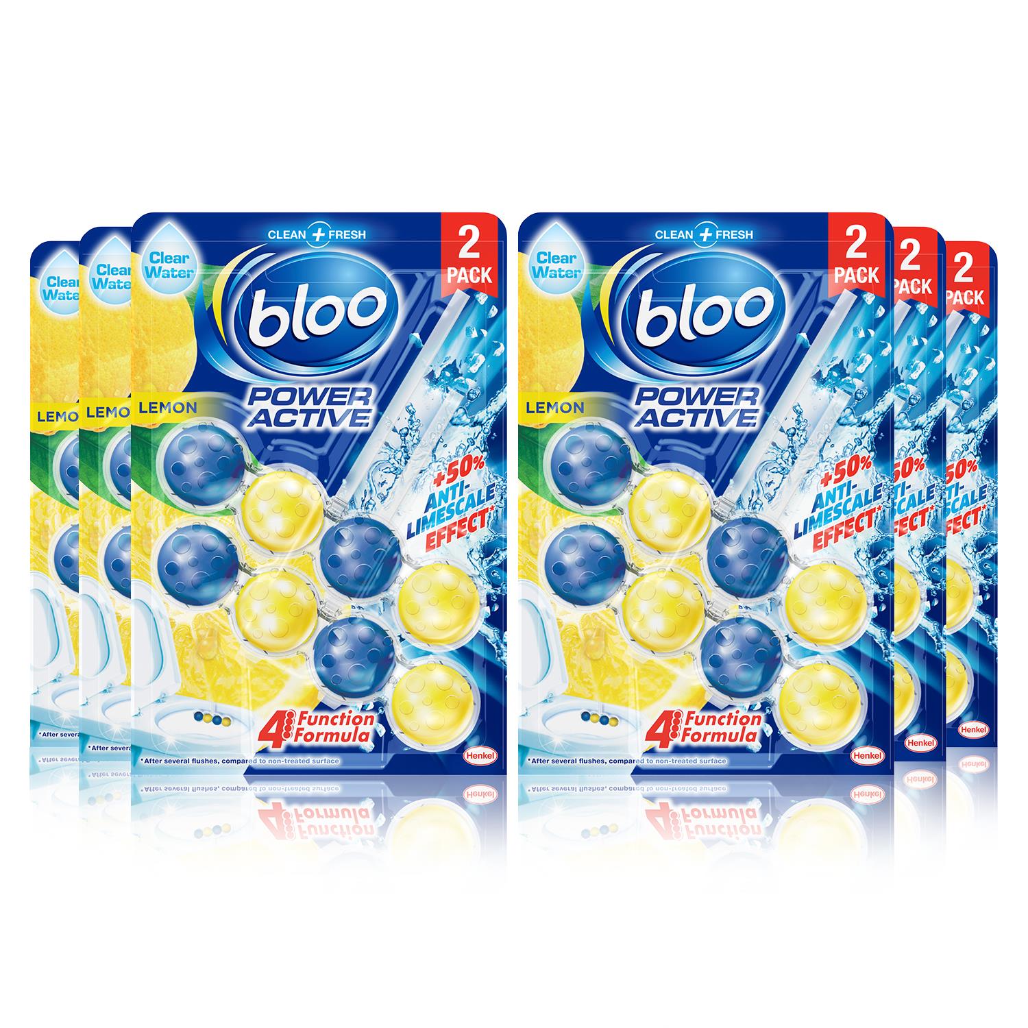 Toilet Rim Blocks Colour Active+ Lemon For Anti-limescale Effect, 6 Pack