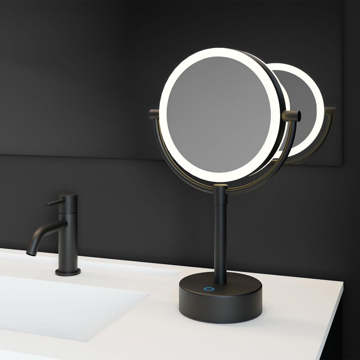 Magnifying Mirror X1/x5 Swivel Led Light Matt Black Architect Collection