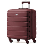 56x45x25cm Large Cabin Carry On Case - Overhead Luggage Suitcase - 4 Spinner Wheels - Abs Shell | 56 x 45 x 25cm | Burgundy