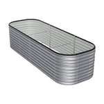 240/320cm W X 80cm D X 56cm H Large Raised Garden Bed Kit Oval-shaped Galvanized Steel Raised Garden Bed With Safety Edging & Ground Stakes | Small | Galvanized Silver