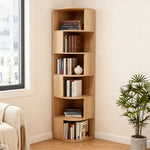 6-tier Wooden Corner Storage Shelf | Natural