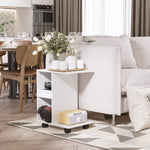 End Table Unique Storage Unit W/ 2 Shelves 4 Wheels Home | Jet Black