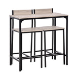 3pc Table Stool Set, Industrial Design, Metal Frame