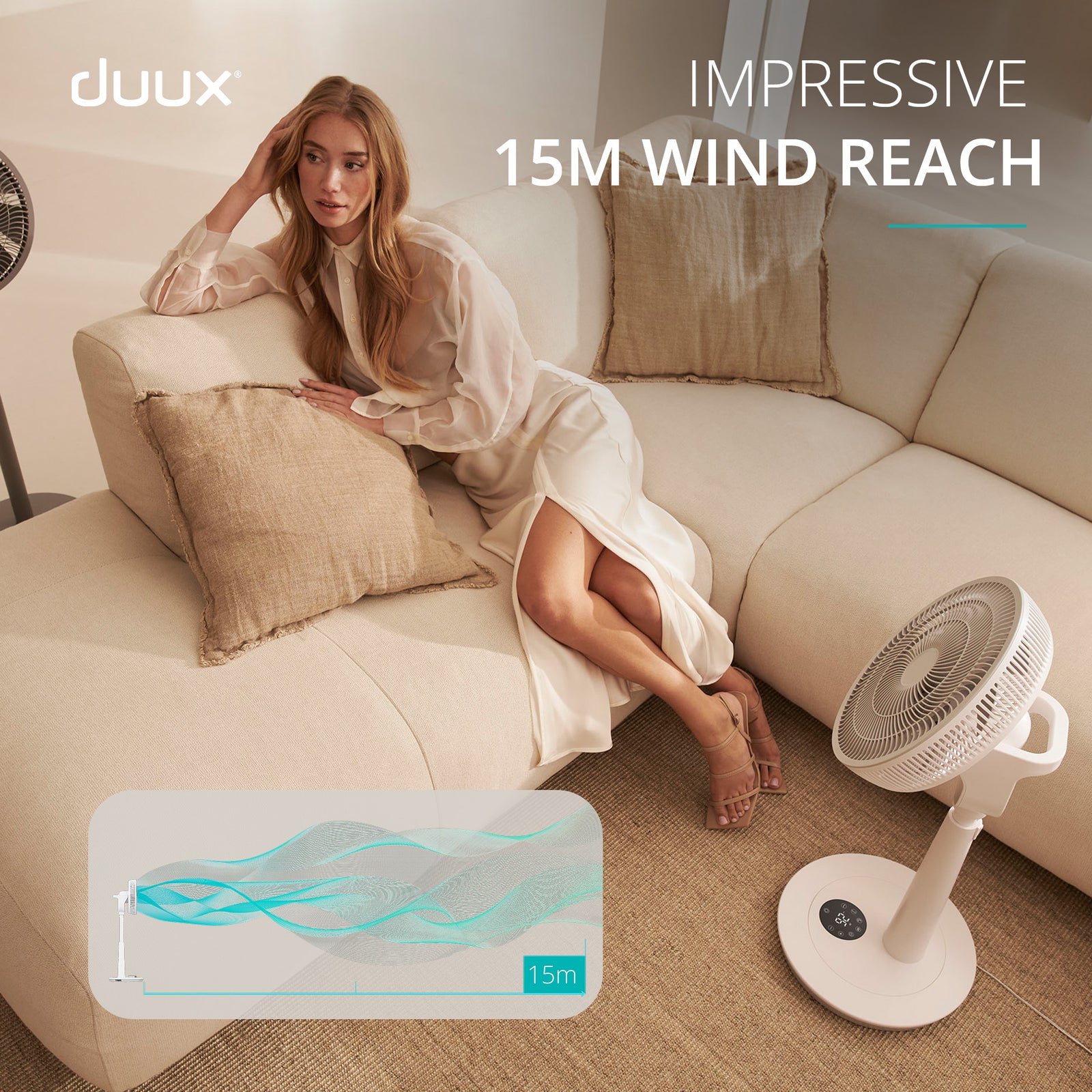 Whisper 3 Standing Fan With Remote Control | White