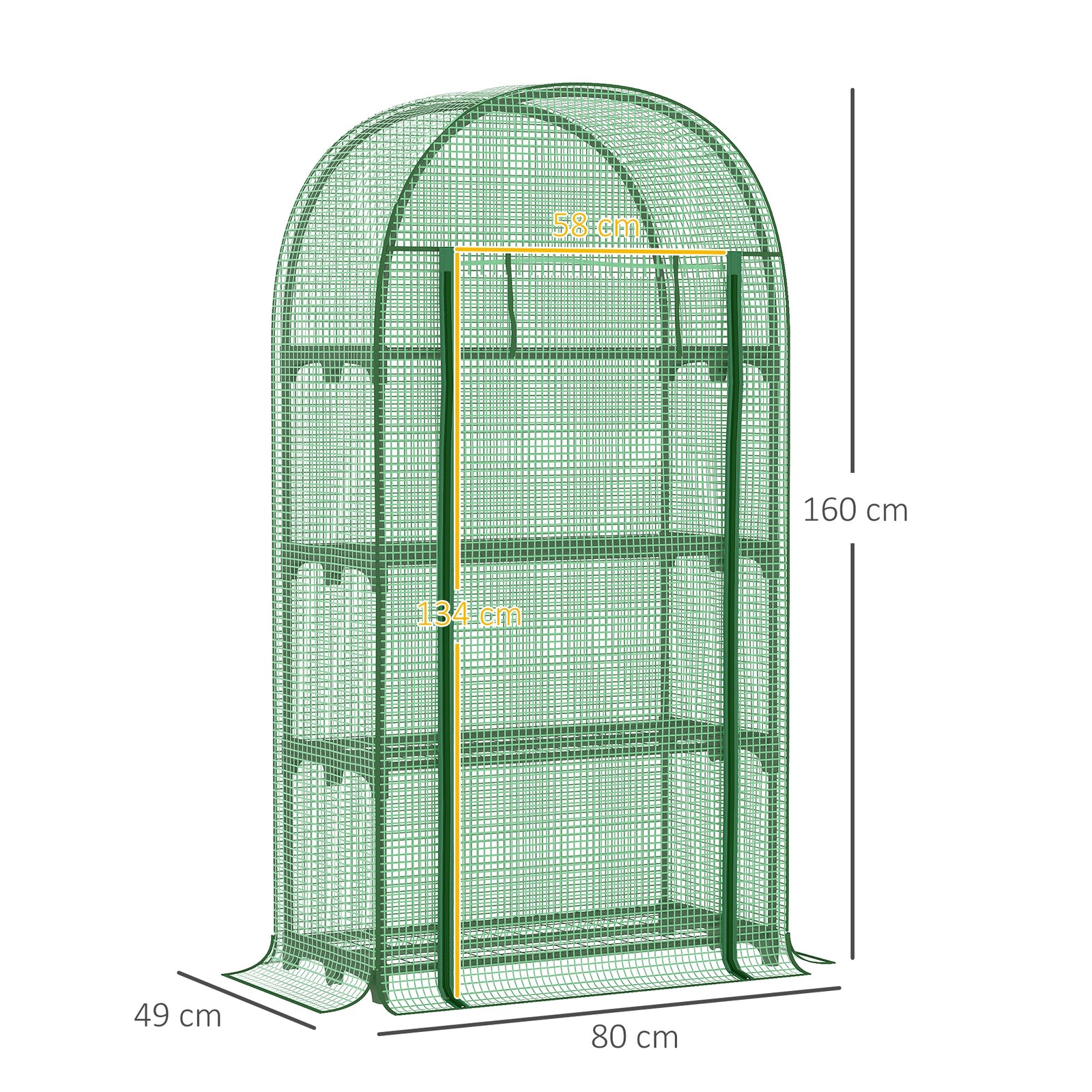 80 X 49 X 160cm Mini Greenhouse Portable Green House With Shelf | Green