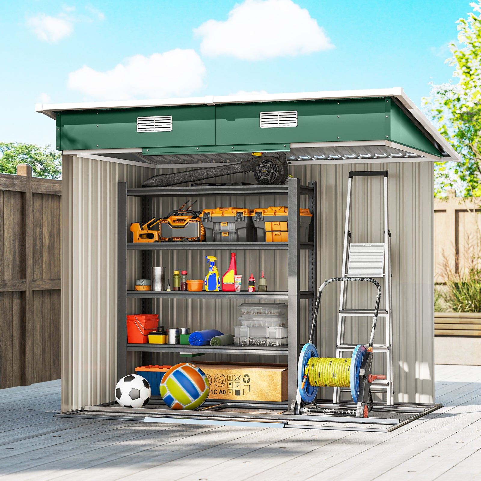 7 X 4ft Outdoor Garden Storage Shed For Garden | Green