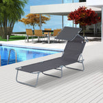Reclining Sun Lounger Folding Recliner Garden Chair | Set of 1 | Dark Gray
