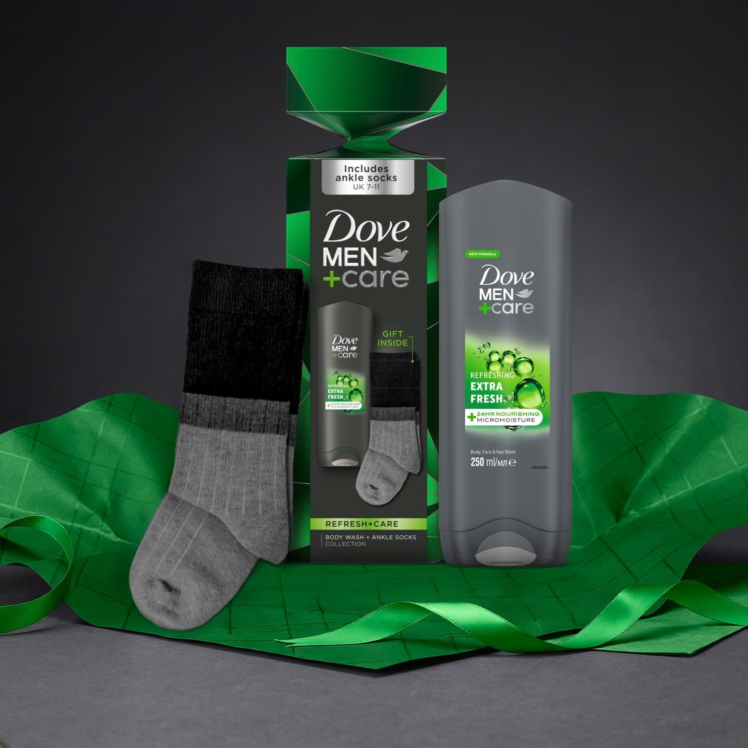 Refresh And Care Face And Body Wash With Socks Gift Set For Him | Set of 3
