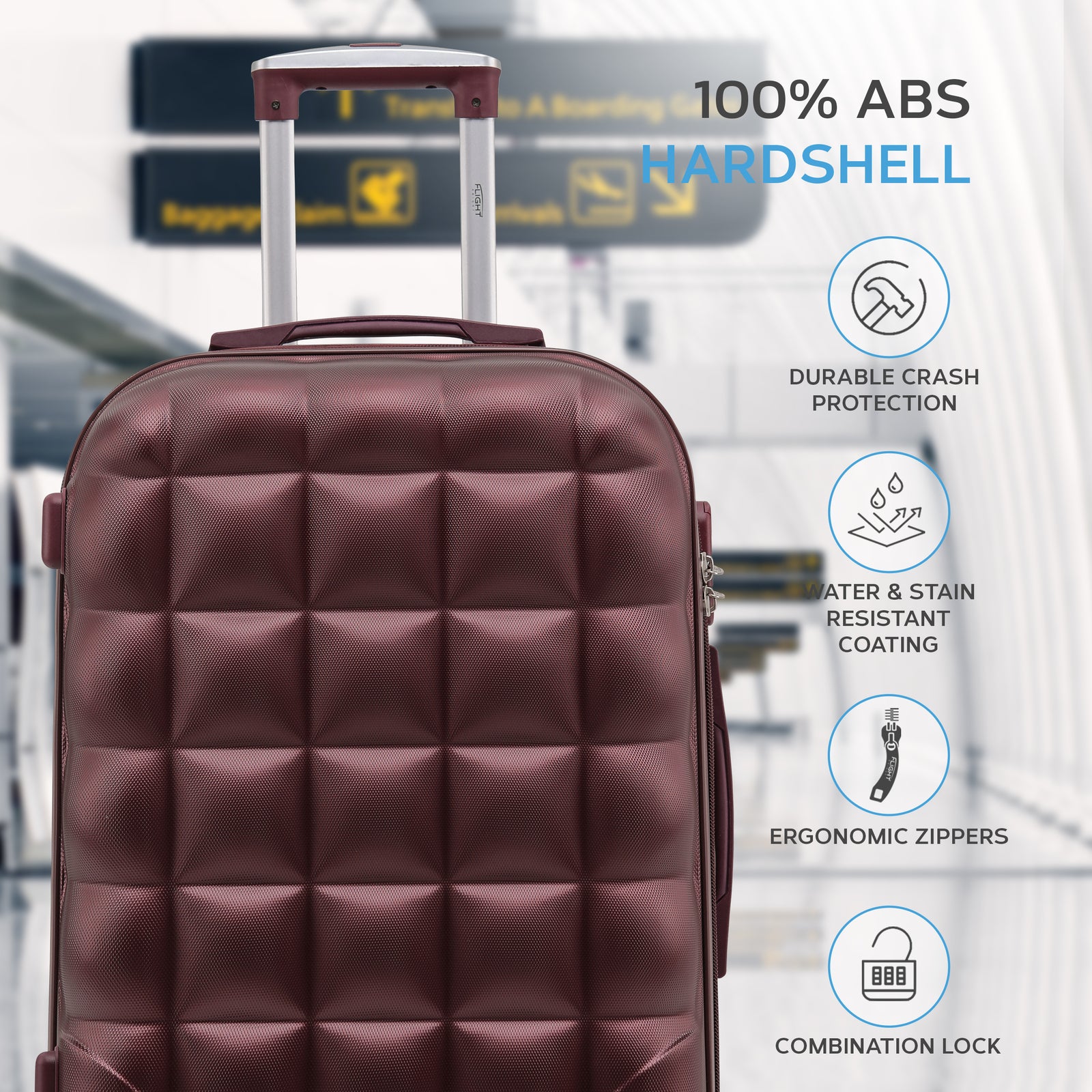 Medium 25" Hard Shell Bubble Design Check-in Suitcase Hold Luggage Bag 20kg+ | Medium | Burgundy