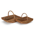 Wicker Full Unpeeled Garden Trugs | Set-of-2 | Brown