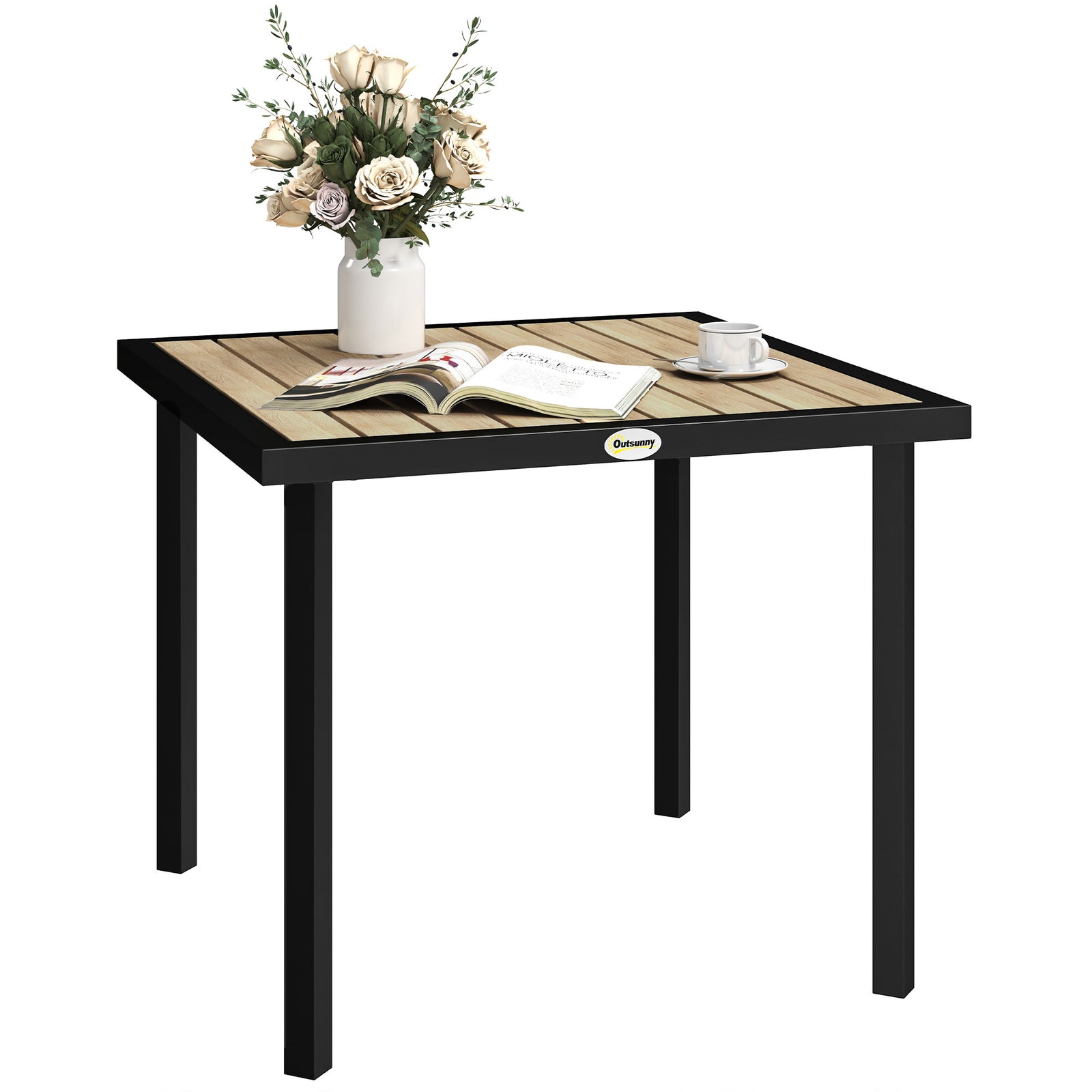 Garden Table For 4 Person W/ 5.4cm Parasol Hole | Brown