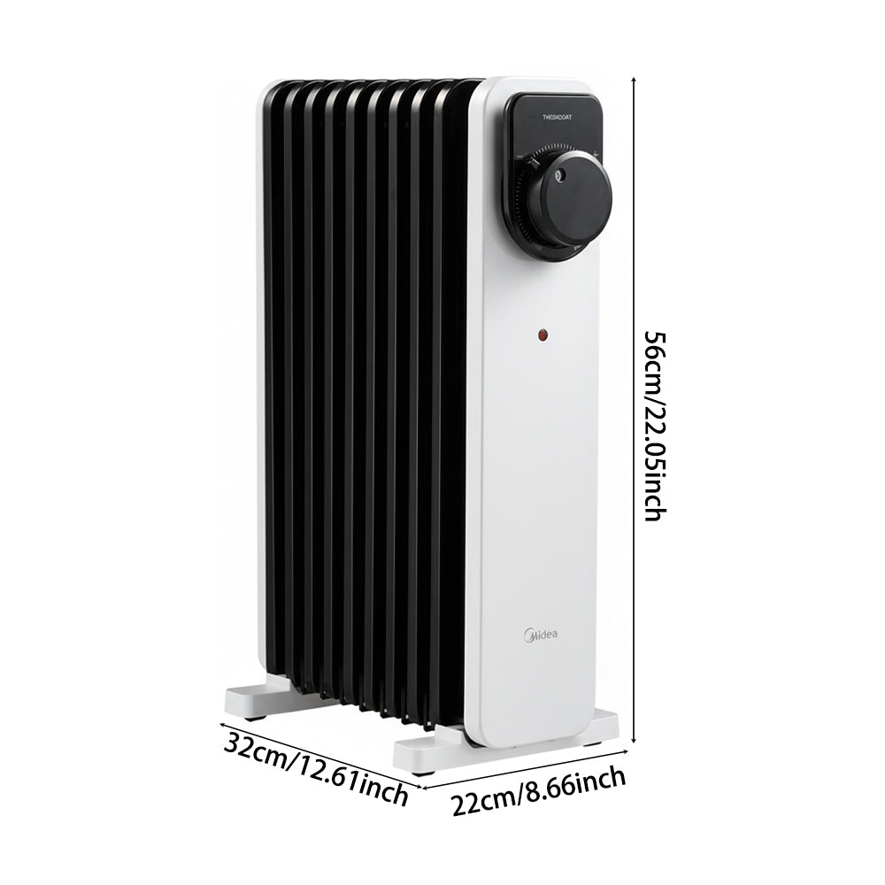 9 U-type Fins Electric Oil Heater With Knob Control 24-hour Timer, Overheat & Tip-over Protection