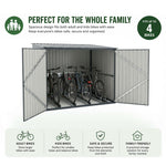 Outdoor Metal Garden Bike Storage Shed Bicycle Storage For Up To 4 Bikes