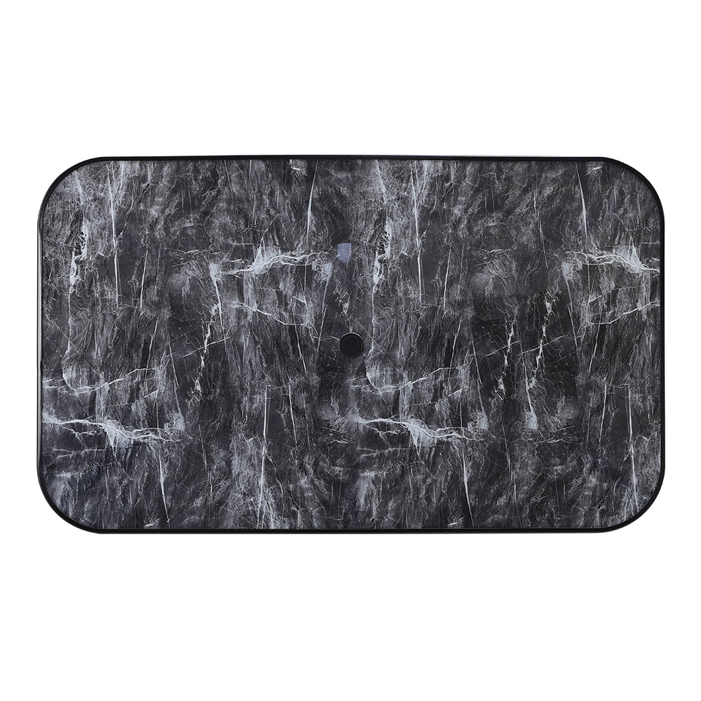 Rectangular Garden Tempered Glass Marble Coffee Table - 150w X 90d X 72h Cm
