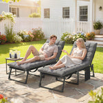 Folding Sun Lounger, Oversized Camping Bed | Set of 2 | Grey