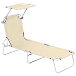 Reclining Sun Lounger Folding Recliner Garden Chair | Set-of-1 | Beige