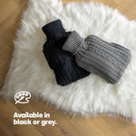 Livivo Grey 2l Hot Water Bottle With Cosy Knit Cover And Hand Warmer Pockets