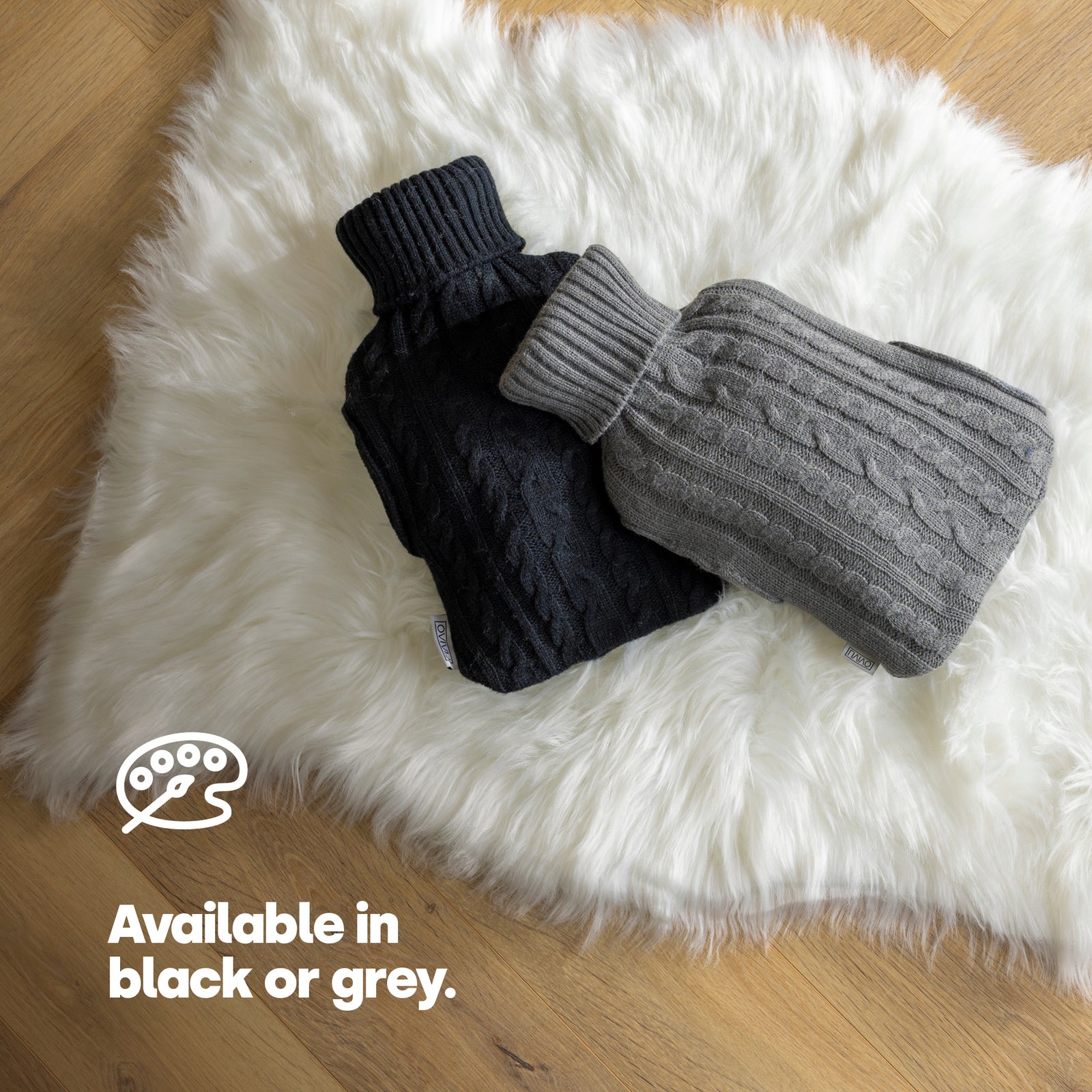 Livivo Grey 2l Hot Water Bottle With Cosy Knit Cover And Hand Warmer Pockets