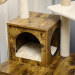Litter Box Enclosure With Cat Tree Tower, Hammock, Cushion