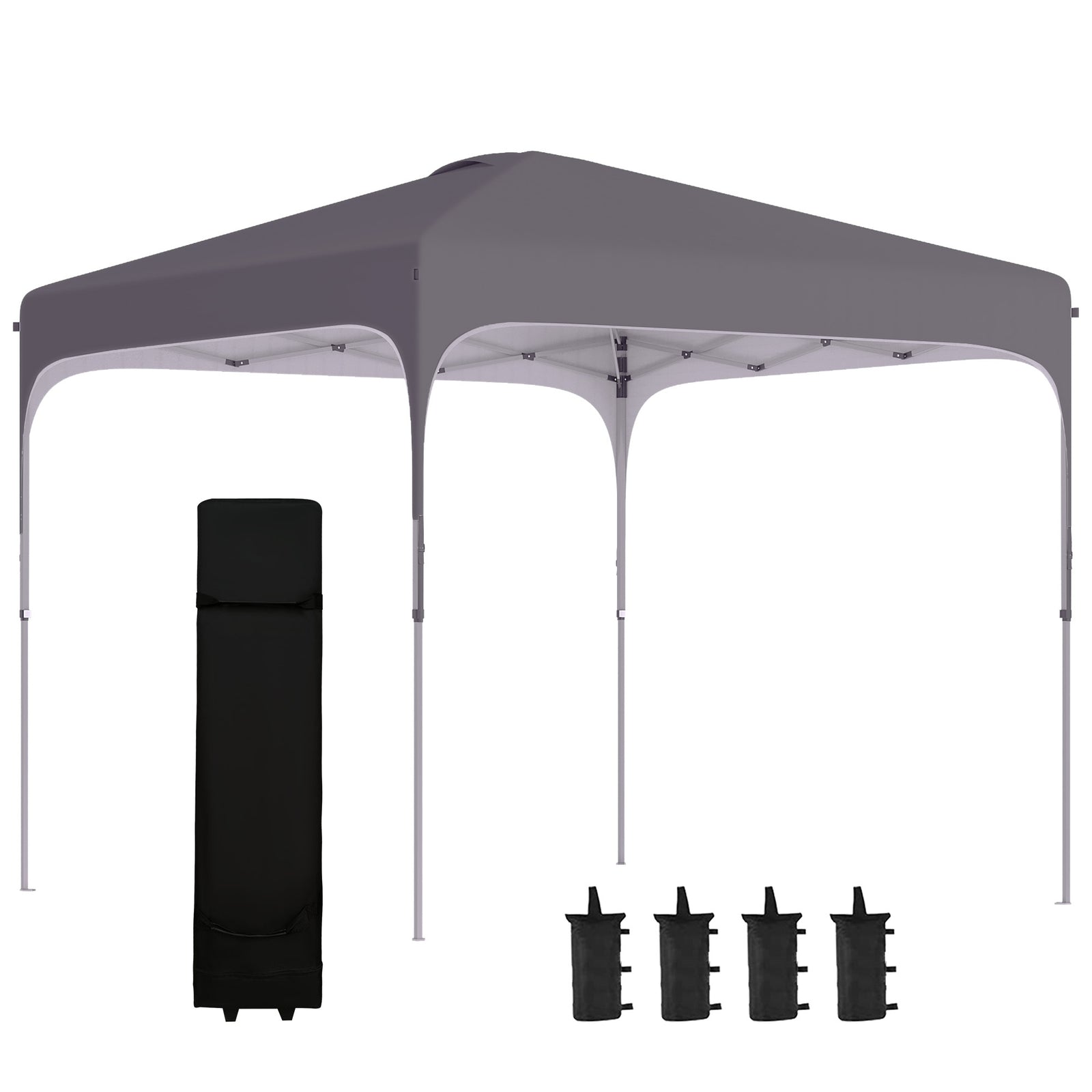 Pop Up Gazebo Foldable With Wheeled, Bag And 4 Weight Bags | Dark Gray
