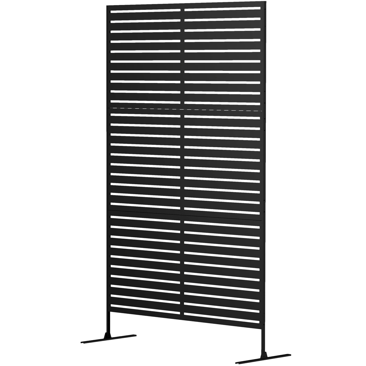 Outsunny Outdoor Privacy Screen, Freestanding Outdoor Divider, Striped Black