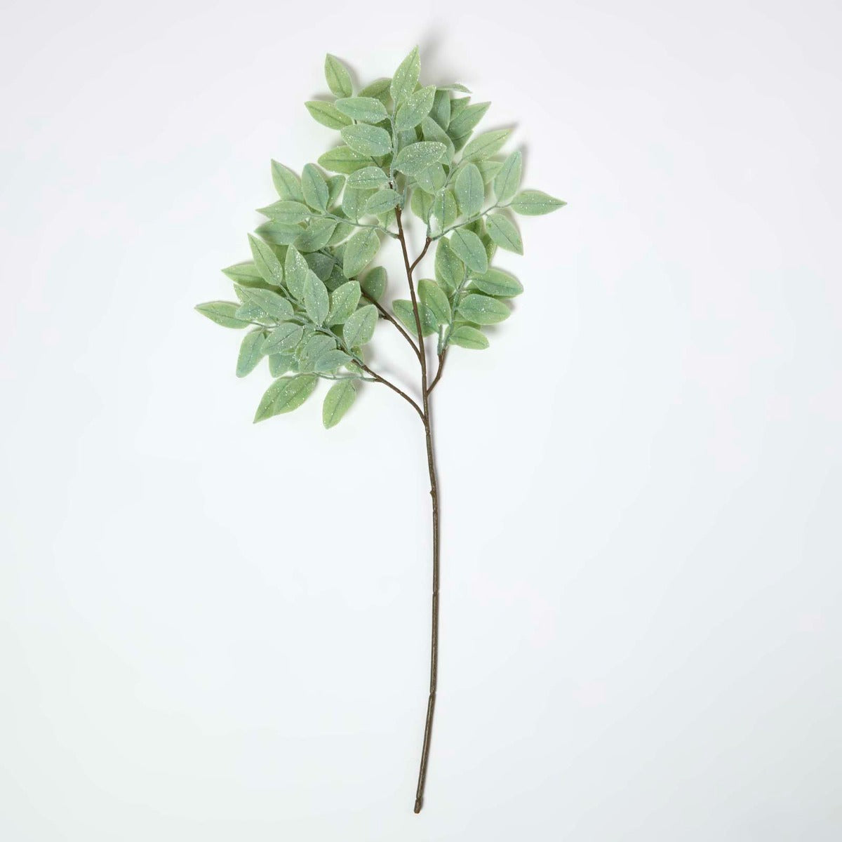 Frosted Sage Leaf Christmas Spray, Wire And Plastic