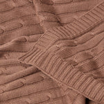 Combed Cotton Cable Knit Throw | 130cm x 170cm | Chocolate