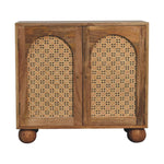 Solid Wood Rattan Ball Cabinet, 2 Doors, Beige
