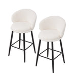 Breeins Set Of 2 Sherpa Fleece Upholstered Bar Stools