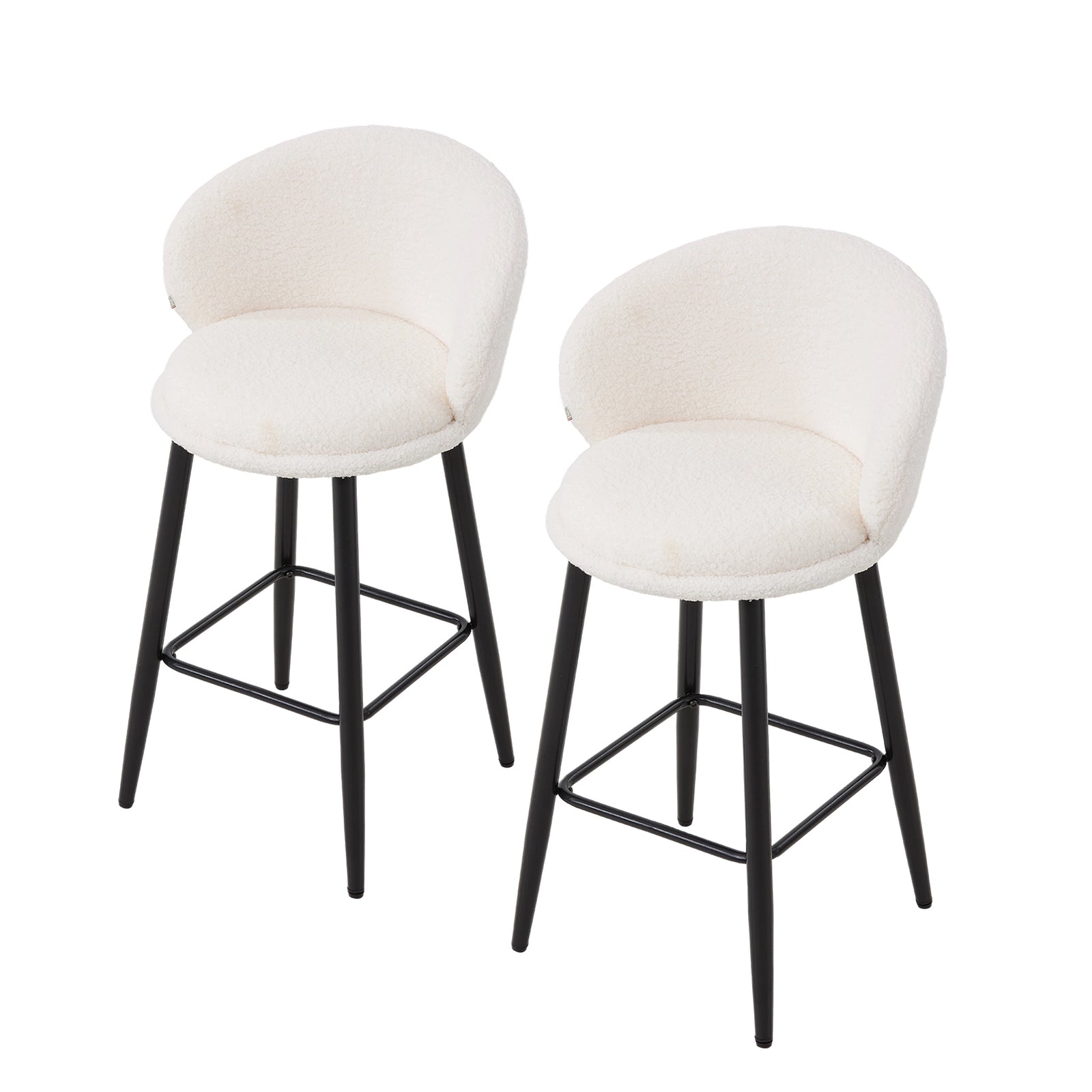 Breeins Set Of 2 Sherpa Fleece Upholstered Bar Stools