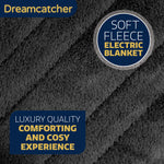 Dreamcatcher Deluxe Xl Electric Throw Heated Double Over Blanket Soft Fleece Black 9 Heat & 12hr Timer