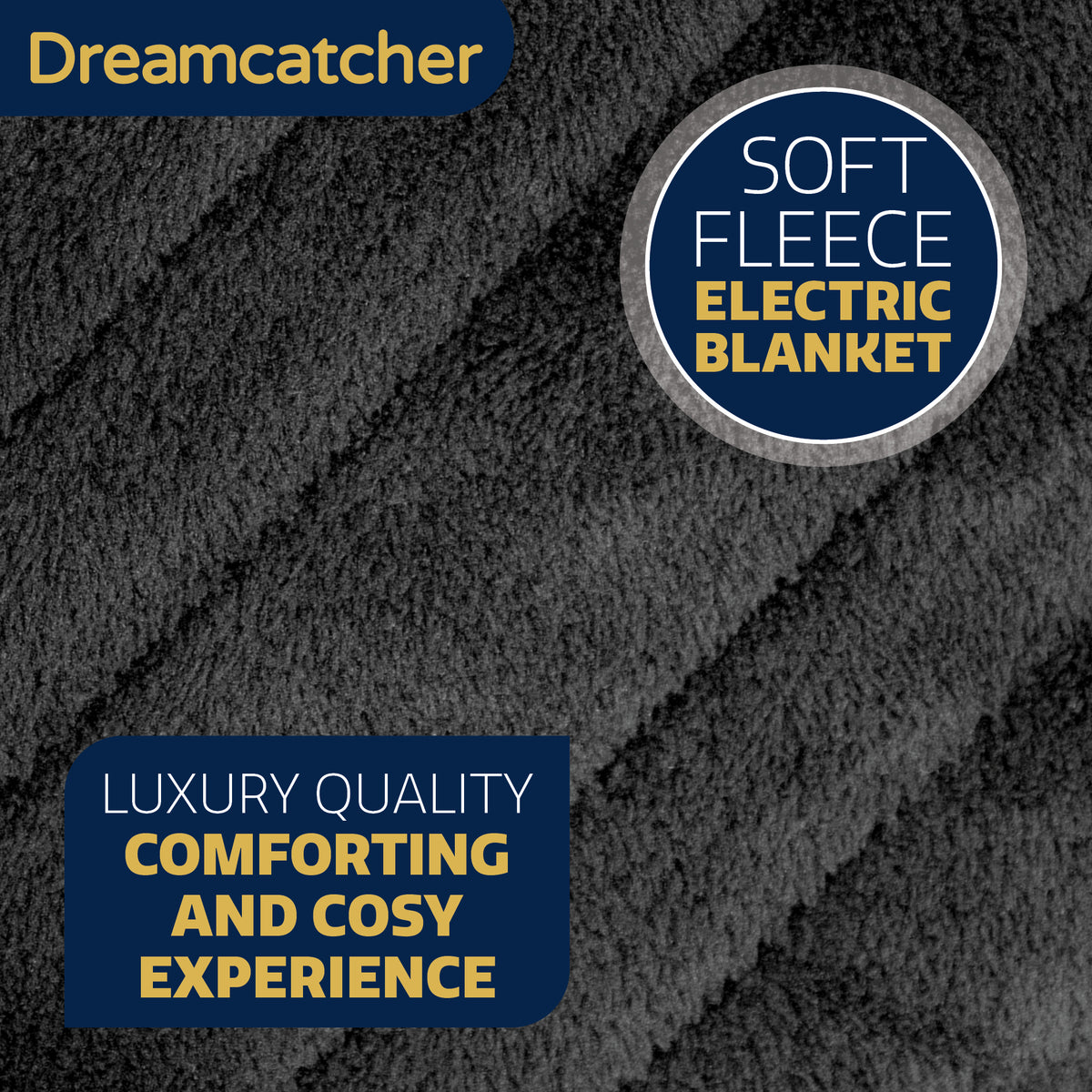 Dreamcatcher Deluxe Xl Electric Throw Heated Double Over Blanket Soft Fleece Black 9 Heat & 12hr Timer