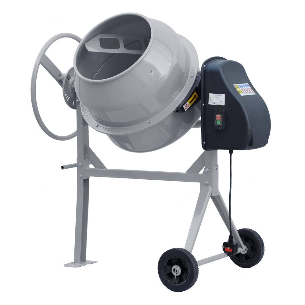 Electric Portable Cement Concrete Mixer With Wheels | 140l | Grey
